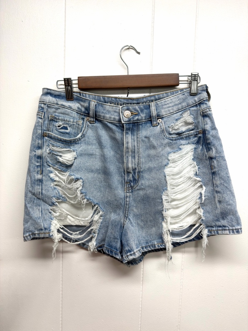 American Eagle Outfitters Medium Wash Distressed Denim Cutoff Shorts